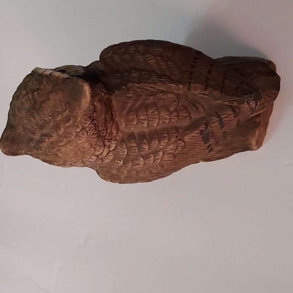 Homco Ceramic Owl on a Log,Brown/White,5in.Hx6in.Lx3inW. - Picture 2 of 7